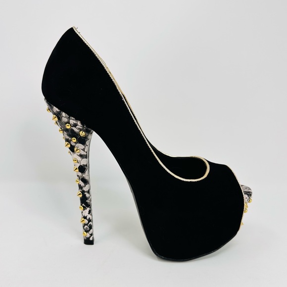 Shoe Dazzle Womens Black Open Toe Heels - Picture 4 of 14